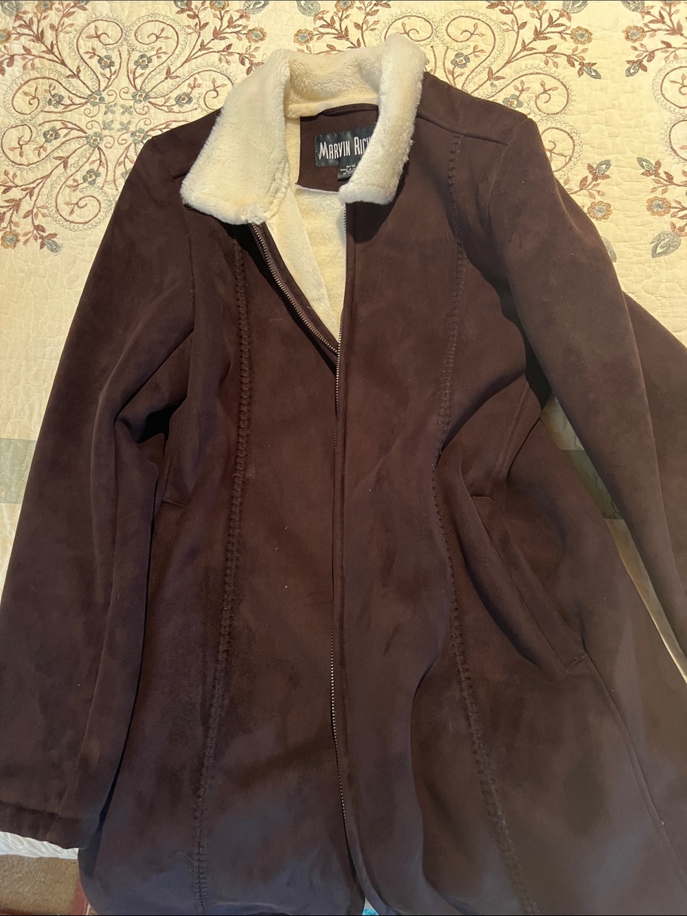 Marvin Richards Dark Brown Suede Teddy-Lined Jacket